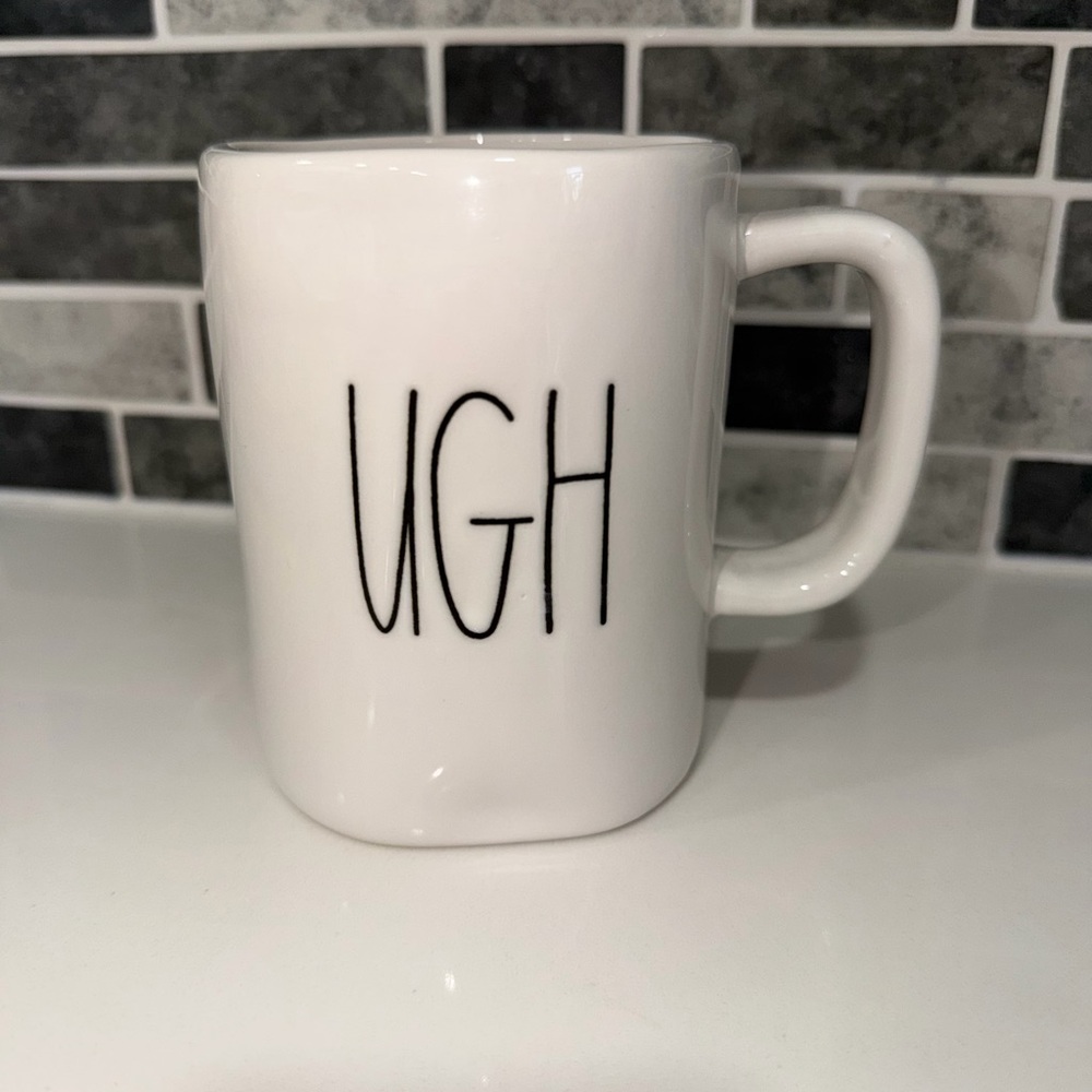 RAE DUNN White "UGH" Ceramic Coffee Mug - Brand Unknown